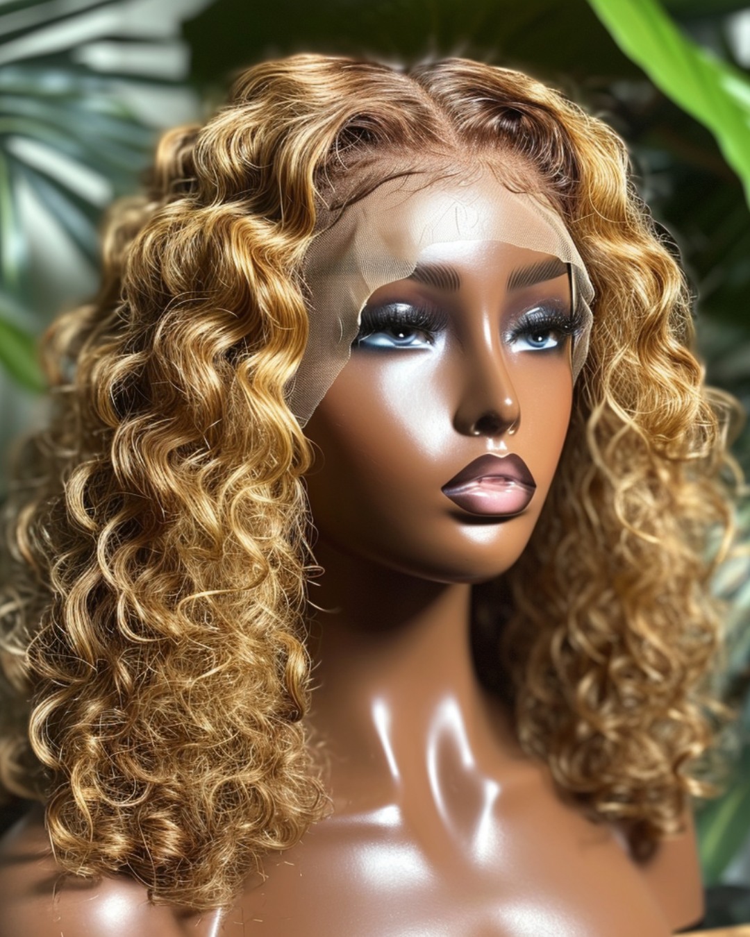 Honey blonde kinky curly Lace Wig